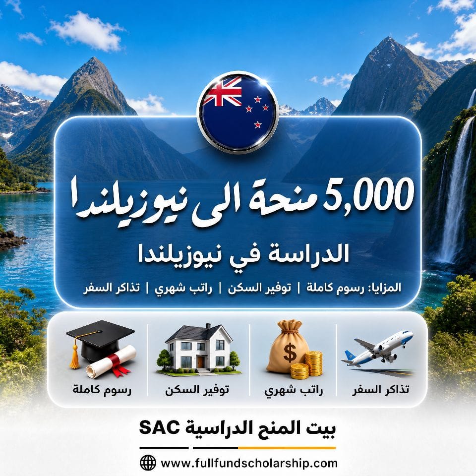 5,000 منحة الى نيوزيلندا ممولة بالكامل