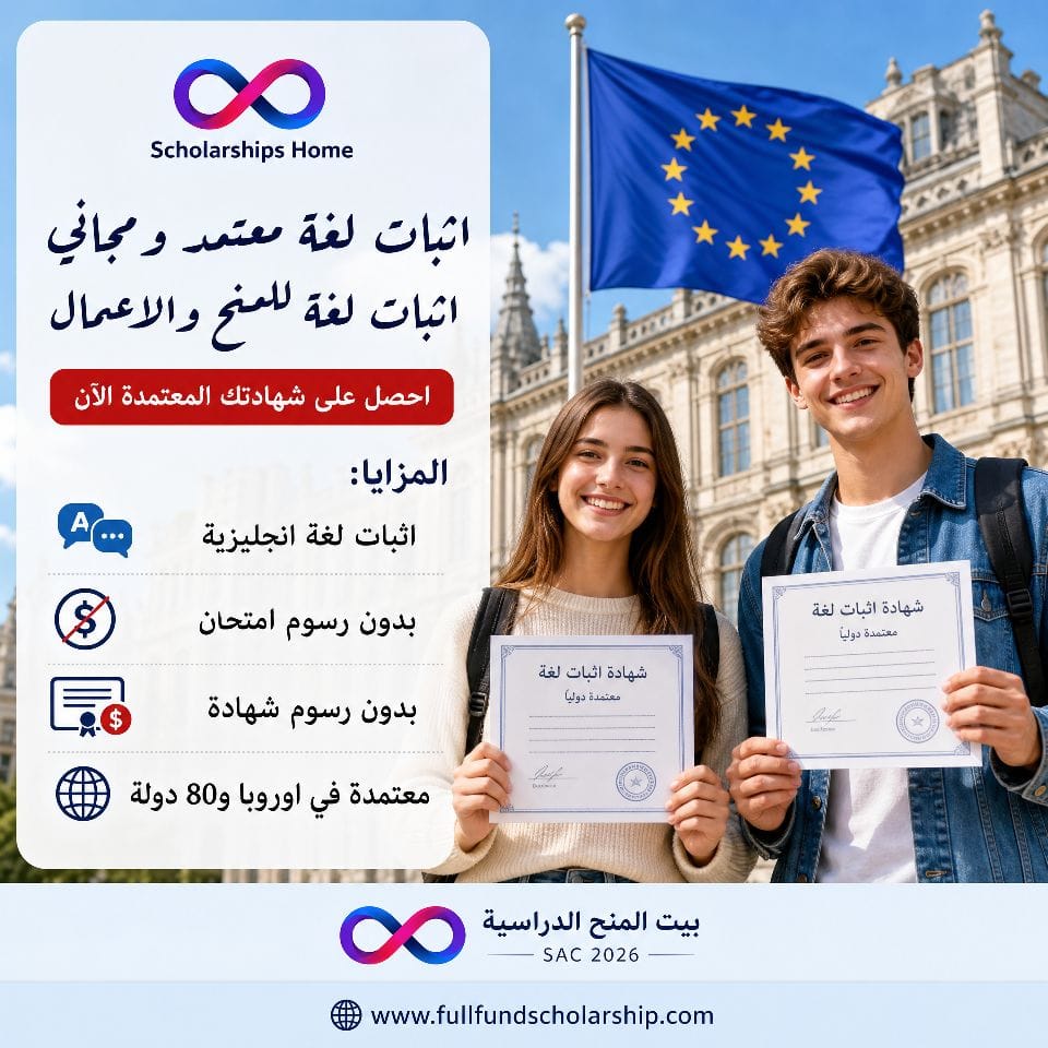 مجانا شهادة دولية لاثبات اللغة الإنجليزية معتمدة في 80 دولة