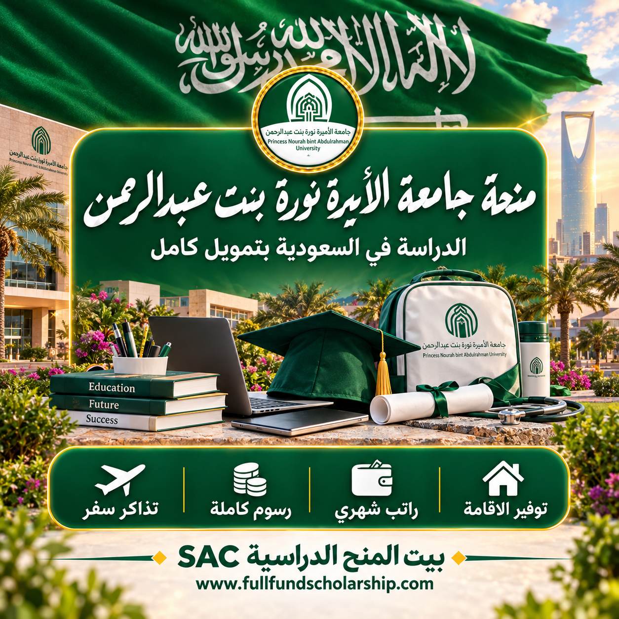 منحة جامعة الأميرة نورة بنت عبدالرحمن للطالبات الدوليات (ممولة بالكامل)