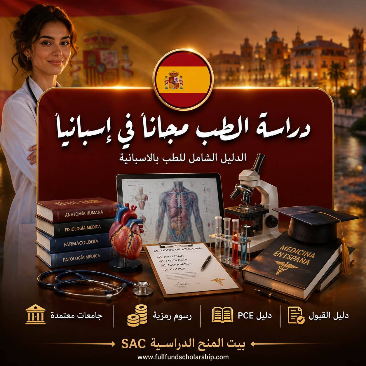 دراسة الطب في إسبانيا مجانا باللغة الإسبانية وامتحان PCE